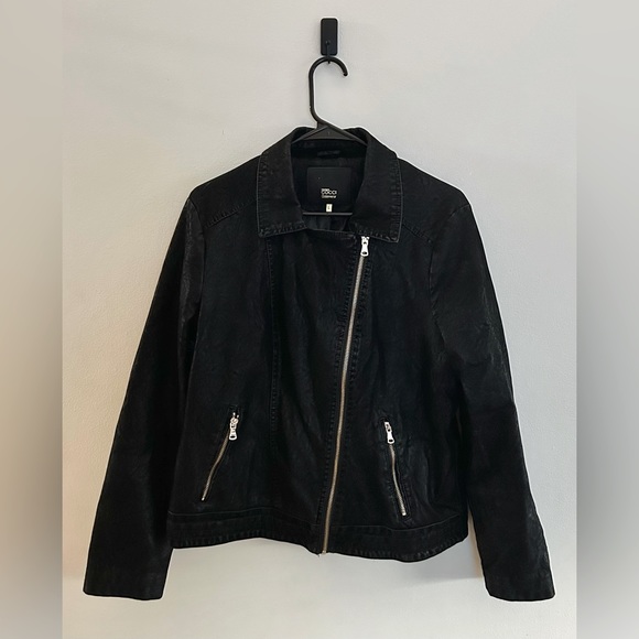Stefano Cocci Vegan Suede Black Full Zip Moto Jacket | Size L - Picture 1 of 6
